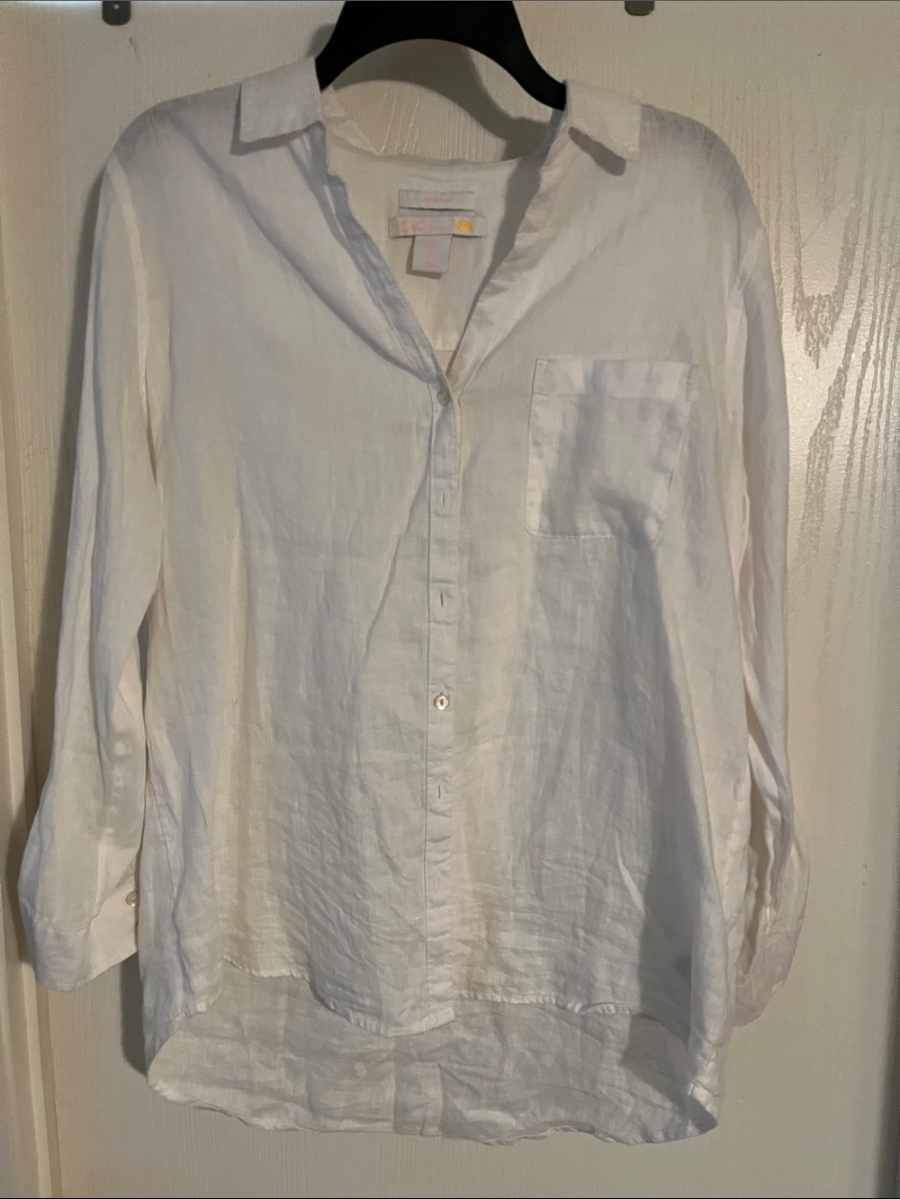 C&C white Linen Button-Up Shirt Small